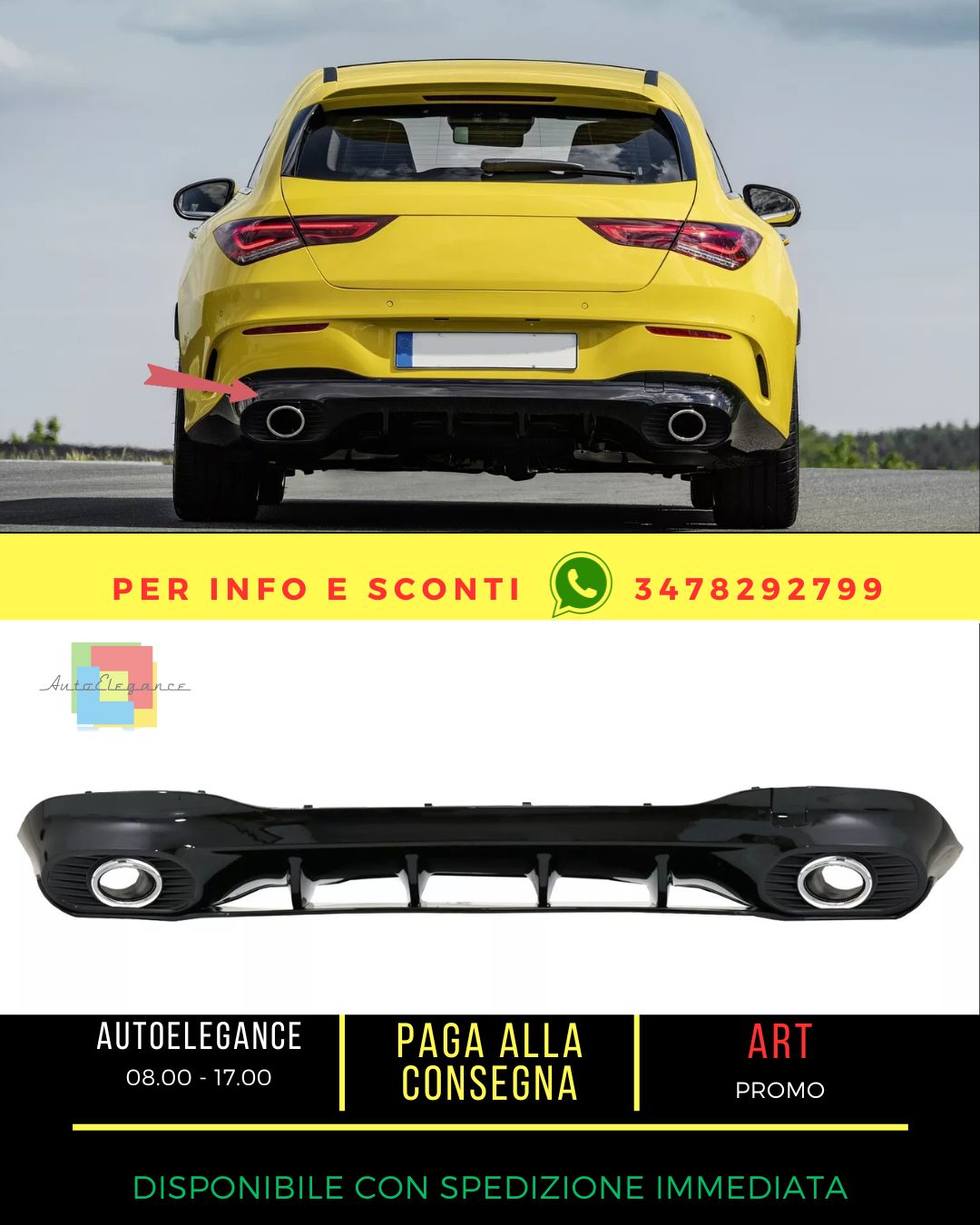 😍Difusor Puntas Plata para Mercedes CLA X118 C118 Sport Line 19+ CLA35 Look😍