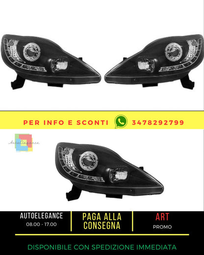 😍Fari per PEUGEOT 107 05-11 LUCE DIURNA NERO-😍