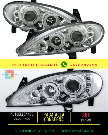 😍Fari per RENAULT MEGANE 03.99-10.02 OCCHI ANGELO CROMATI-😍