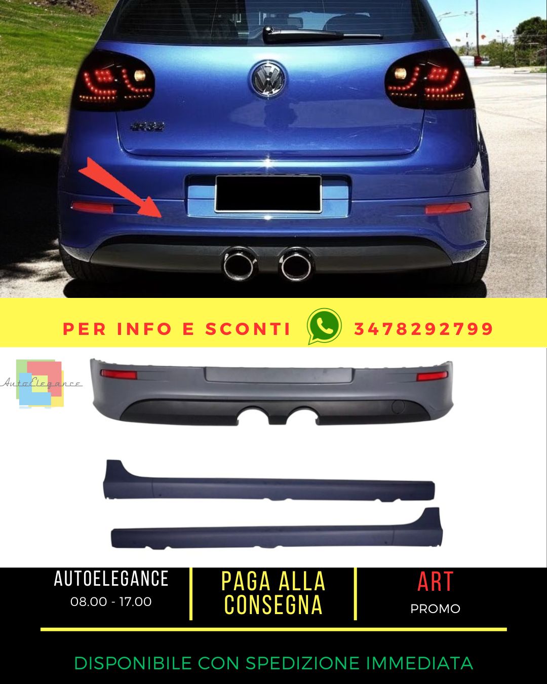 😍Diffusore posteriore per VW Golf V 03-08 Minigonne GTI R32😍