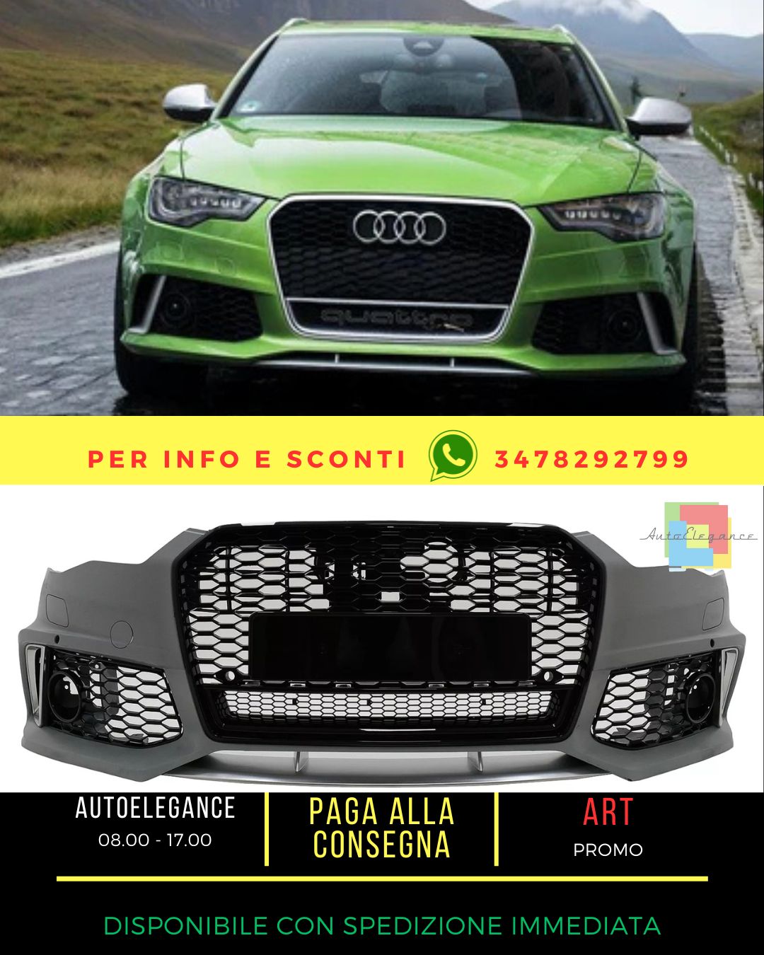 😍Paraurti per Audi A6 C7 4G MOPF 2015-2018 RS6 look con griglia radiatore😍