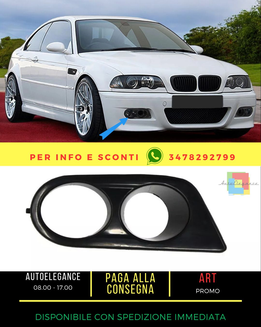 😍Coperchi dei condotti dell'aria antinebbia per BMW Serie 3 E46 1998-2005 M3 😍