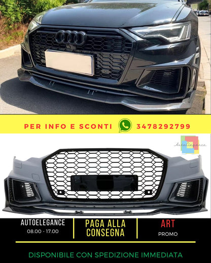 ⭐Paraurti Anteriore Griglia per Audi A6 C8 4K 18-2020 RS6 Design Calandra PDC⭐