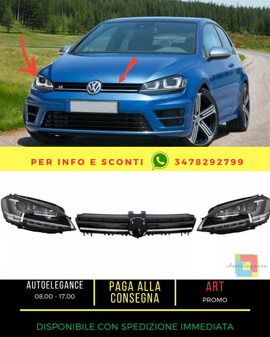 ⭐Fari 3D LED Flowing Dynamic per VW Golf 7 VII 12-17 Griglia R-line Look⭐