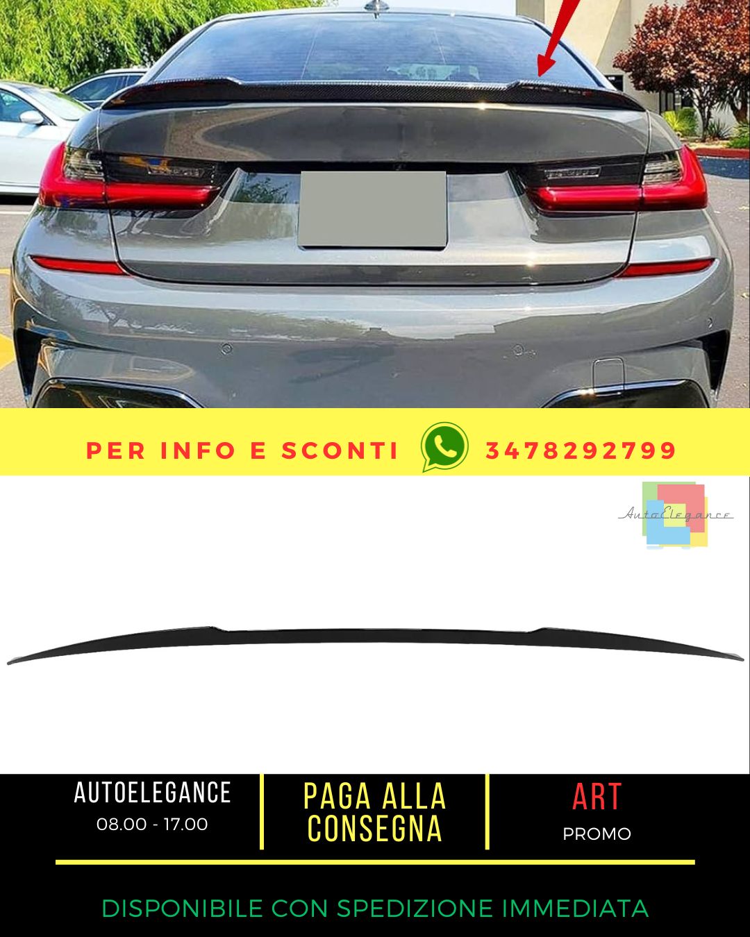 ⭐Spoiler per bagagliaio per BMW Serie 3 G20 Berlina 2019+ M3 Design Nero lucido⭐