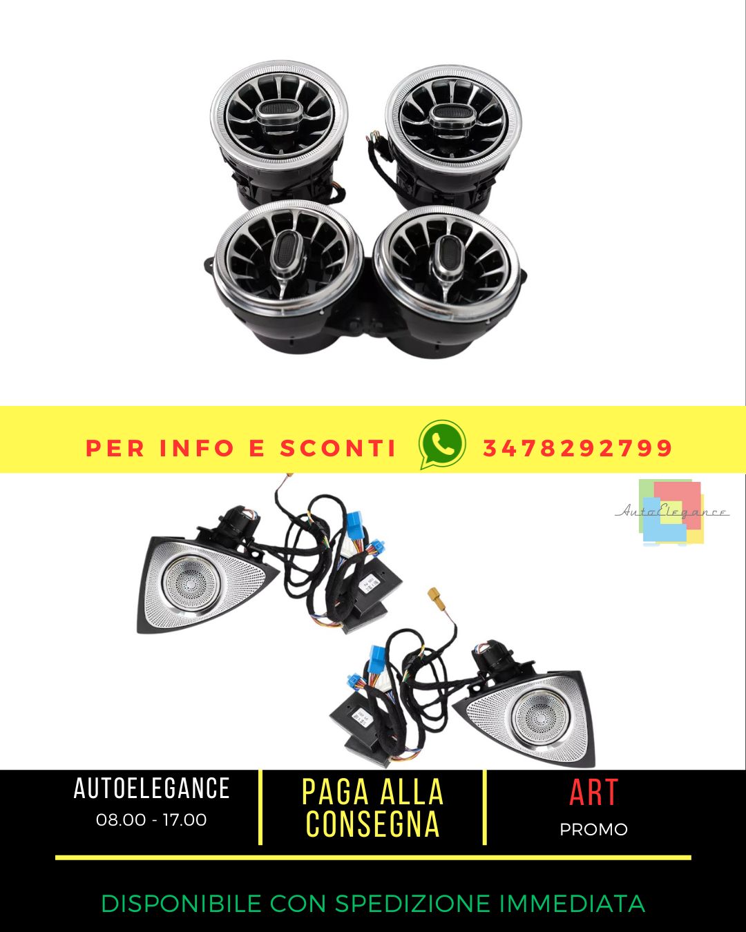 ⭐Kit Griglie  64 colori LED Rotante Tweeter Porta Copertina per Mercedes S W222⭐