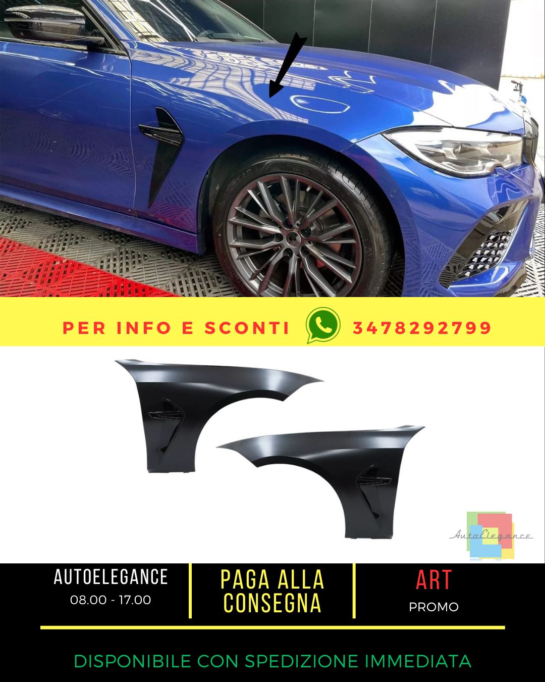 ⭐Parafanghi anteriori per BMW Serie 3 G20 Berlina G21 Touring 2018+ M8 Look⭐