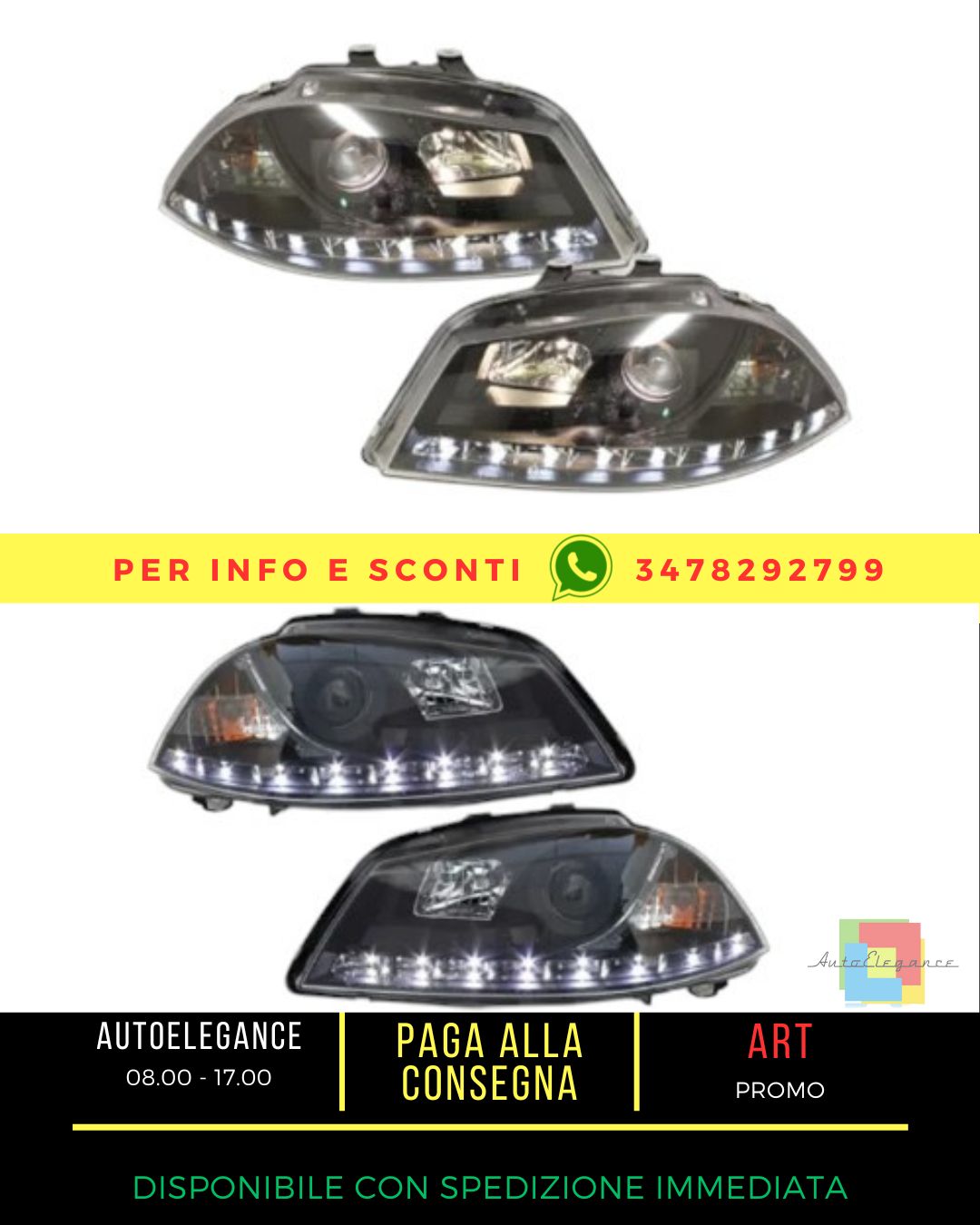 ⭐LED Headlights for Seat Ibiza 6L 04.2002-2008 DRL Black⭐ 