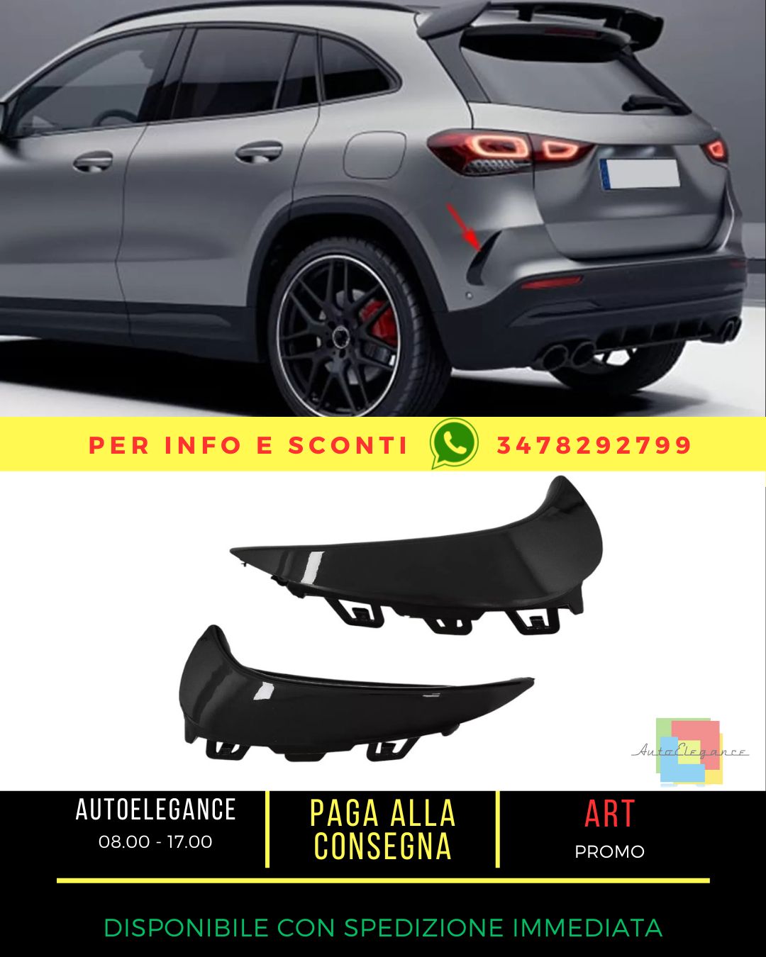 ⭐Spoiler posteriori con alette per Mercedes GLA SUV H247 20+ Sport Nero lucido⭐
