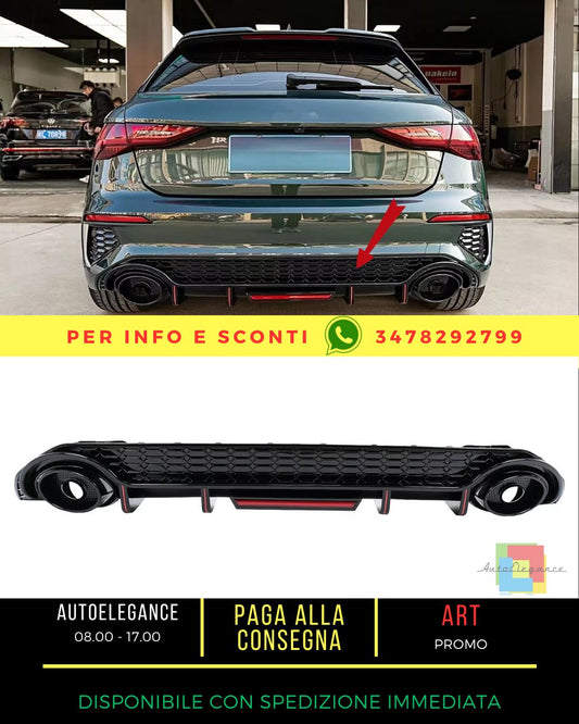 ⭐Diffusore per Audi A3 8Y Hatchback S-Line S3 2020- Suggerimenti Scarico⭐