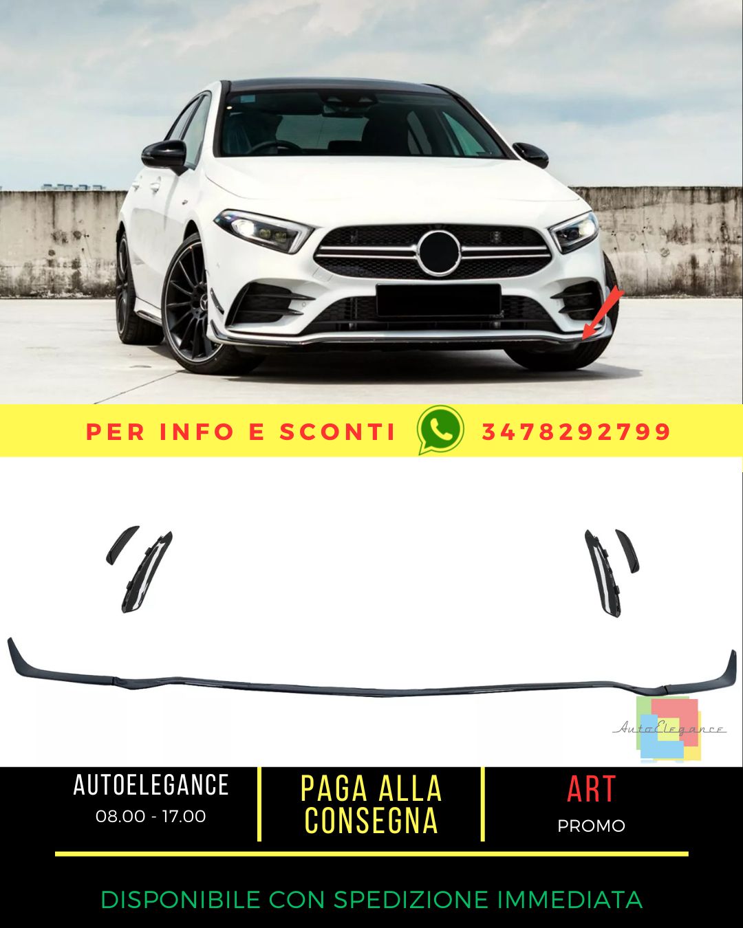 ✨Estensione Bumper Labbro per Mercedes Classe A W177 V177 04.2018+ Look A35✨