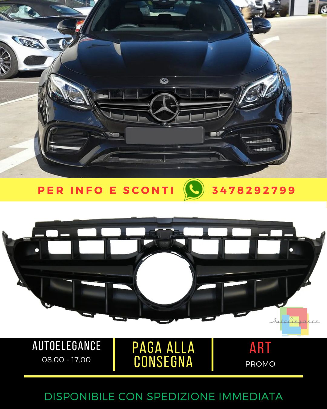 ✨Griglia centrale per Mercedes E W213 S213 C238 A238 16-19 Nero E63 Look ✨