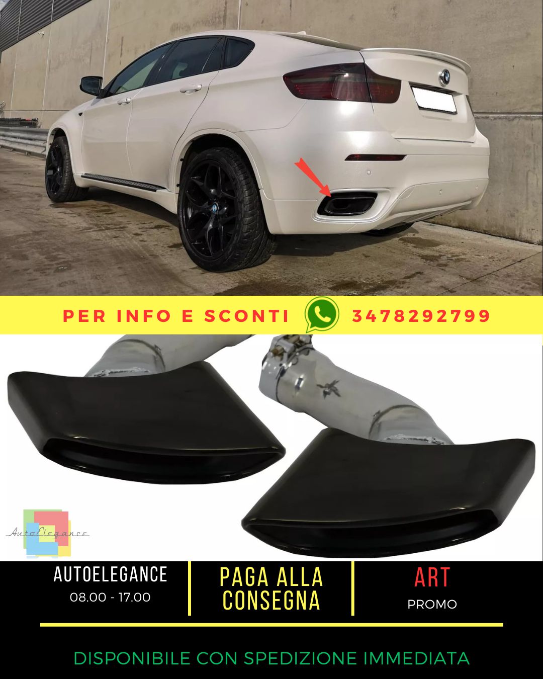 ✨Sistema punte silenziatore per BMW X6 E71 2008-2014 V8 design nero-✨