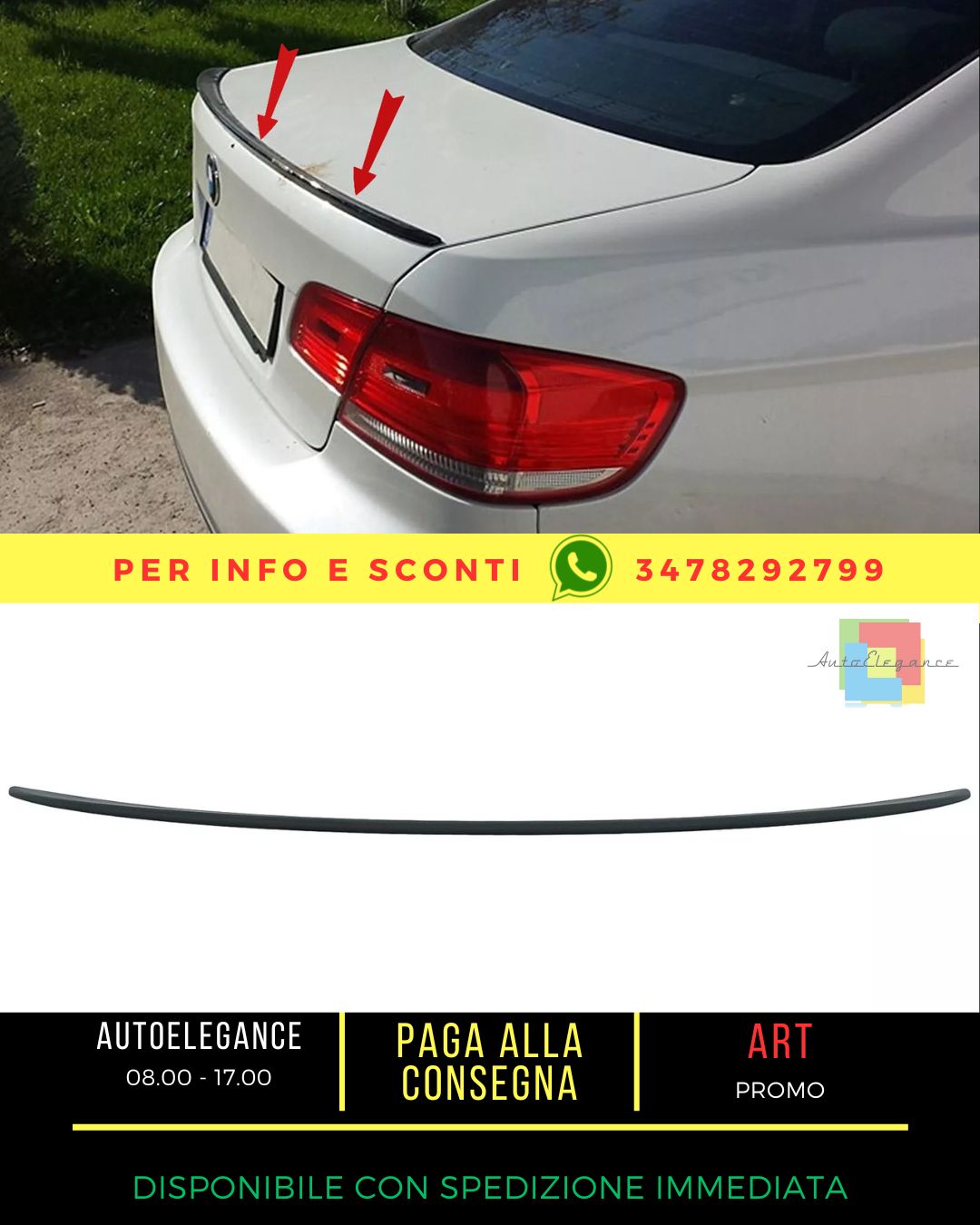 ✨Spoiler Adatto per BMW Serie 3 E92 Coupé E93 Cabrio 2006-2012 M3✨