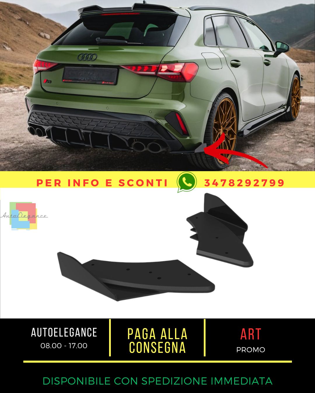 🔥Splitter Street Pro + fins suitable for Audi S3 Sportback 8Y Faceli🔥