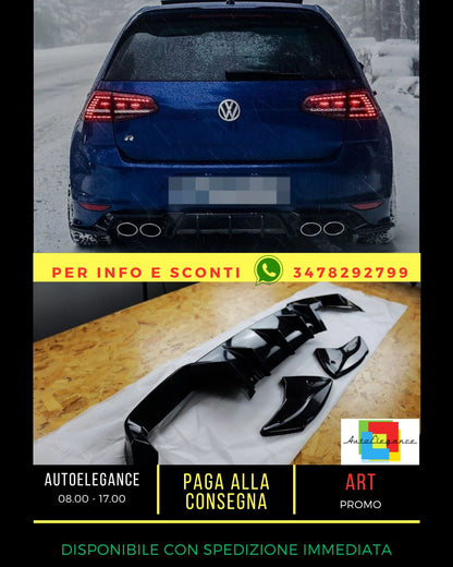 🔥Glossy Black Diffuser Kit with Rear Diffuser Suitable for VW Golf R MK7🔥