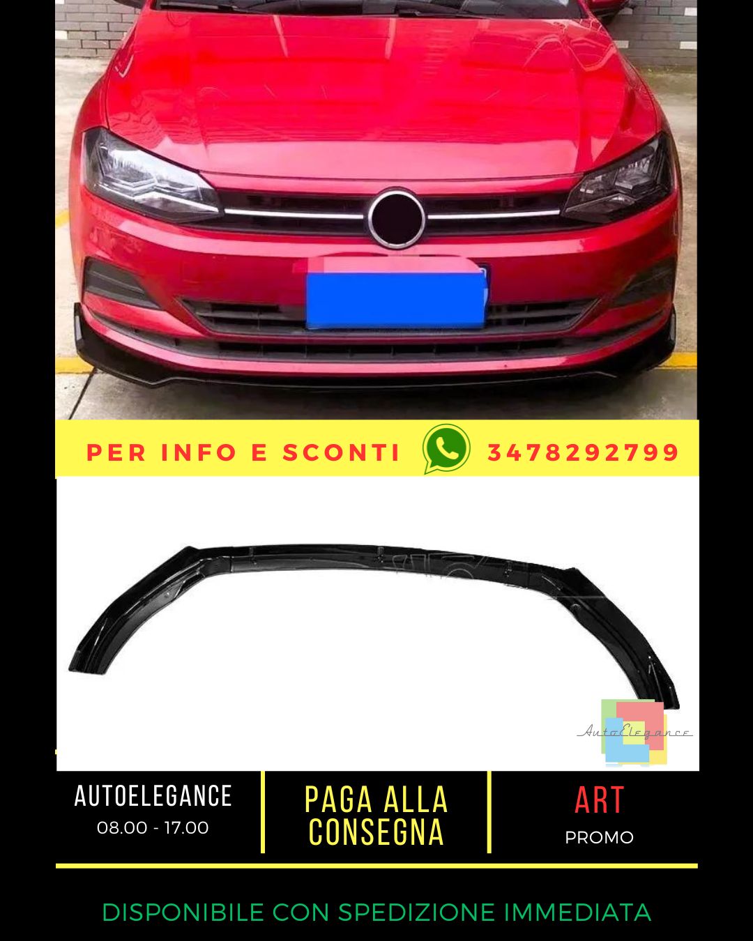 😎Glossy Black Splitter KIT suitable for VW Polo MK6 AW GTI R 2018+😎 