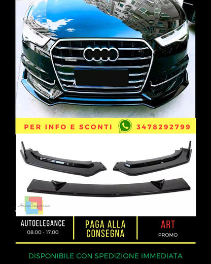 🔥Splitter Lip Body Kit Gloss Black Fit For Audi A6 S6 S Line C7 2016-2018🔥 