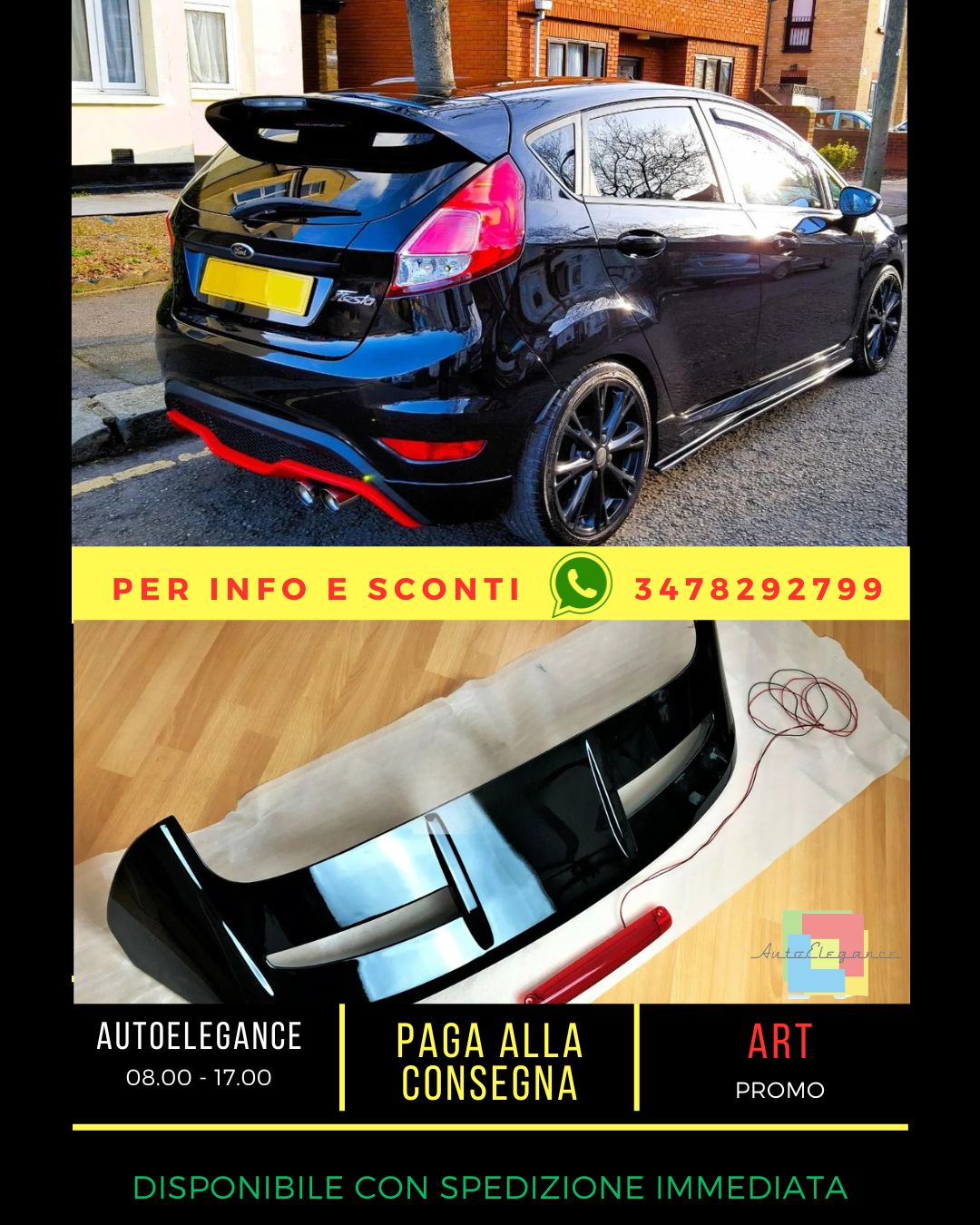 ⚡Glossy Black Spoiler Suitable for Ford Fiesta 'ST Look' Style MK7 MK7.5⚡