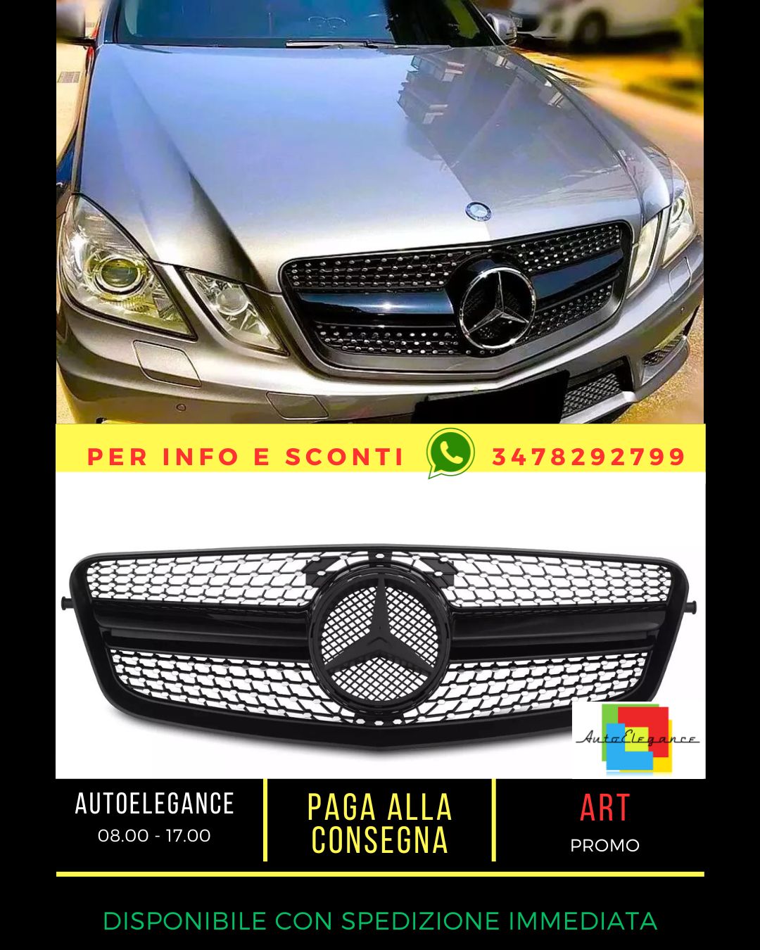 🔥Griglia anteriore nera lucido adatto per Mercedes Classe E W212AMG Style🔥