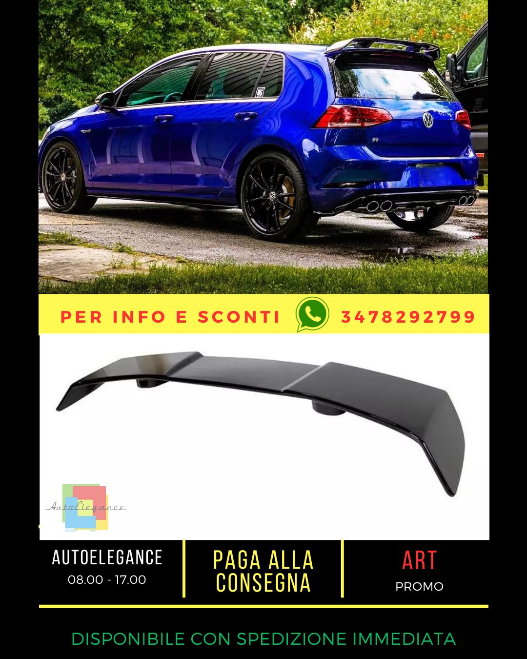 💙KIT Gloss Black Spoiler suitable for VW Golf R GTD GTI💙