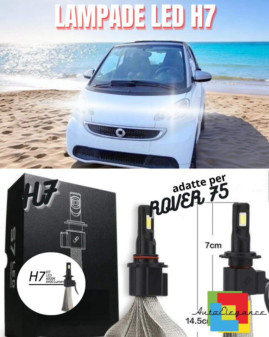 ✨FULL LED KIT SMART FORTWO 451 LAMPS H7 6000K XENON ICE WHITE NO ERROR✨