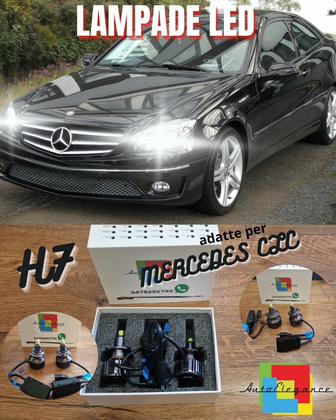 Kit Lampade LED per Mercedes CLC Luci ANABBAGLIANTI H7 CANbus Bianco Puro 6500K