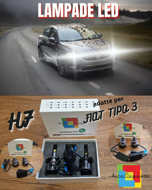Kit Luci LED per Fiat Tipo 3 2015 ANABBAGLIANTI H7 Lenticolari CANbus Ghiaccio