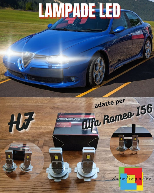 KIT FULL LED H7 CANBUS per Alfa Romeo 156 97-03 Anabbaglianti 6500K 8000LM Bianc