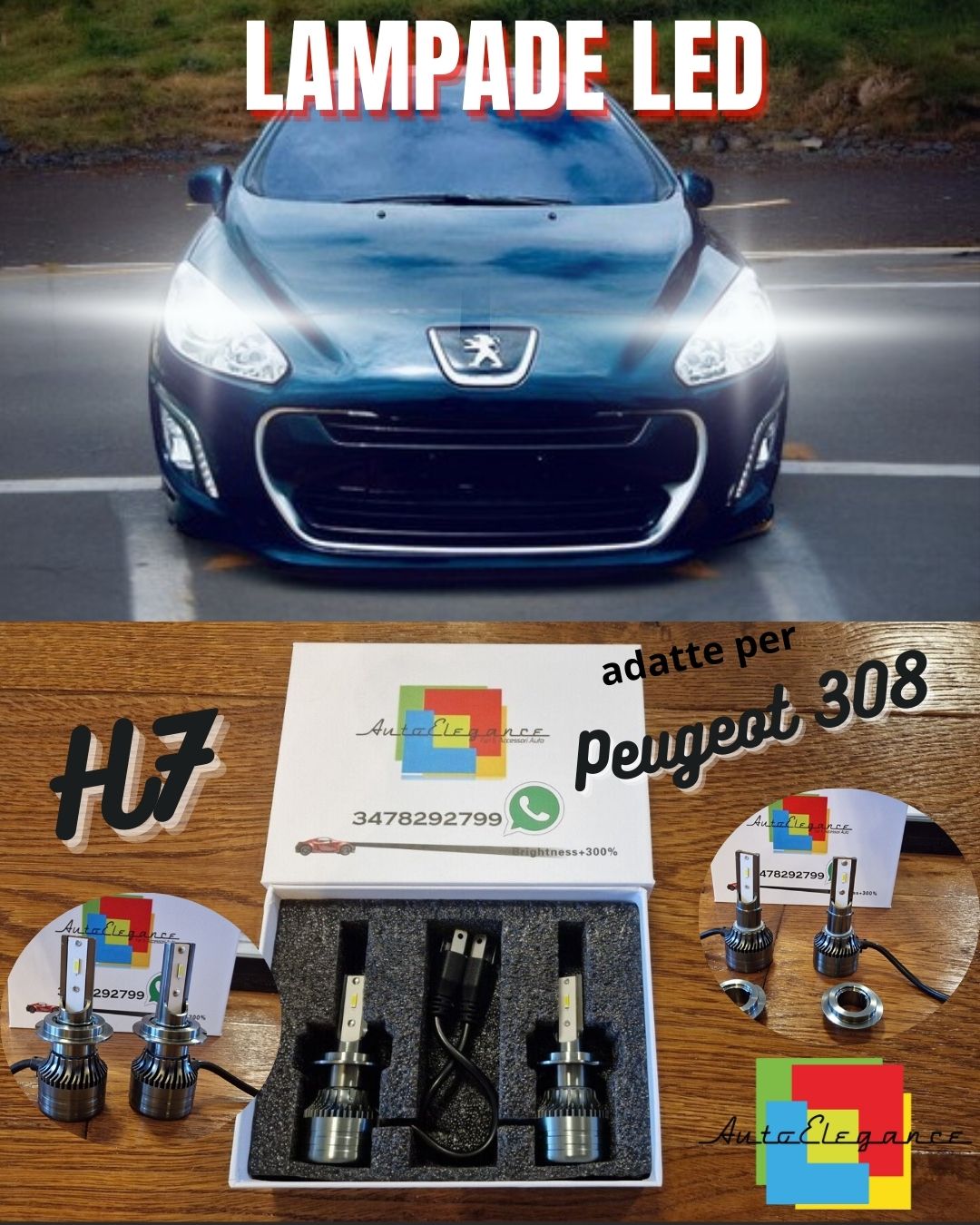 Kit Lampadine LED per Peugeot 308 2 ANABBAGLIANTI H7 Luce Bianca CANbus 6500K