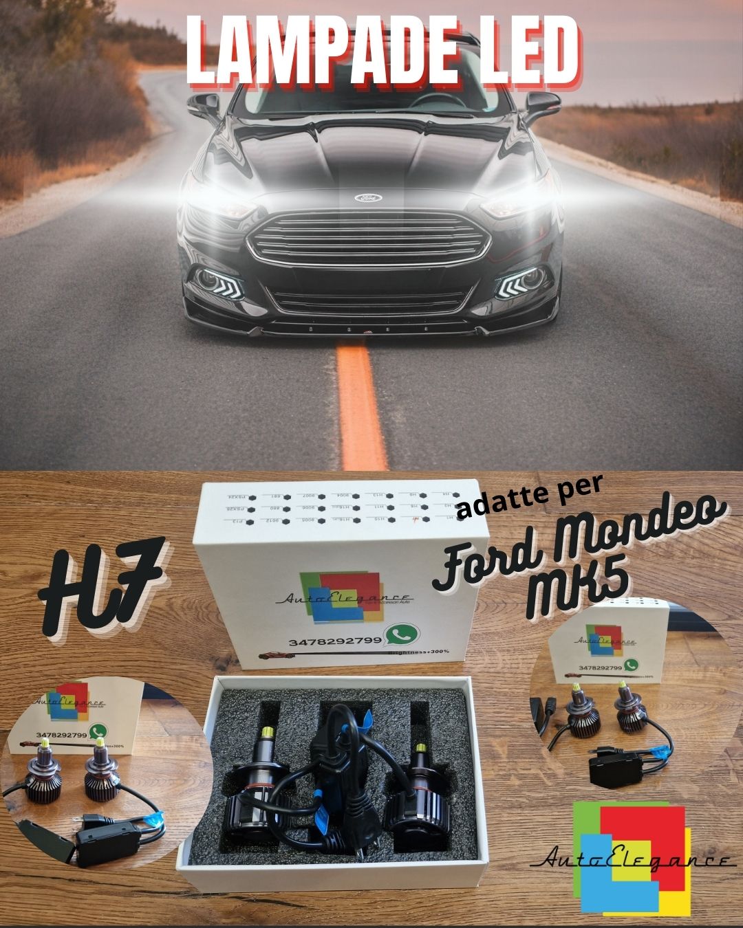 Kit Lampade LED H7 per Ford Mondeo MK5 Anabbaglianti LENTICOLARI CANbus 6500K