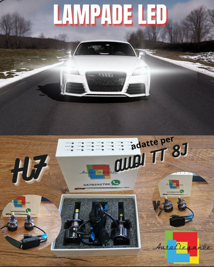 KIT Lampadine LED H7 per AUDI TT 8J Fari LENTICOLARI Anabbaglianti CANBUS 6.500K