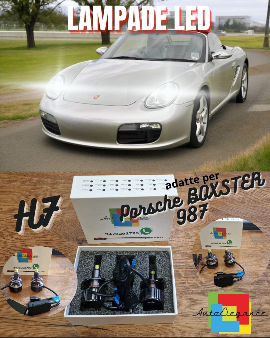 Lampade LED H7 per Porsche BOXSTER 987 ANABBAGLIANTI Lenticolari CANbus 6500K