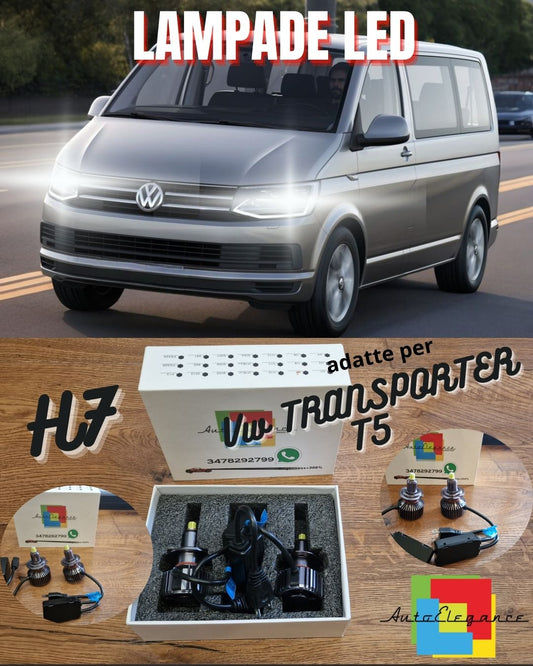 Kit Luci LED per Vw TRANSPORTER T5 ANABBAGLIANTI H7 CANbus Bianco Ghiaccio 6500K