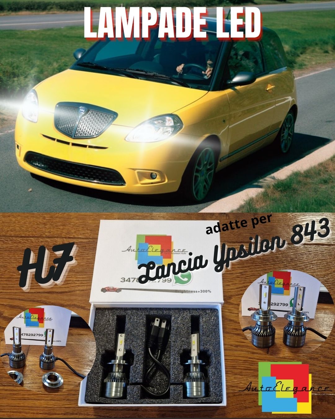 Lampadine LED CANbus per Lancia Ypsilon 843 ANABBAGLIANTI H7 Luce Bianca 6500K