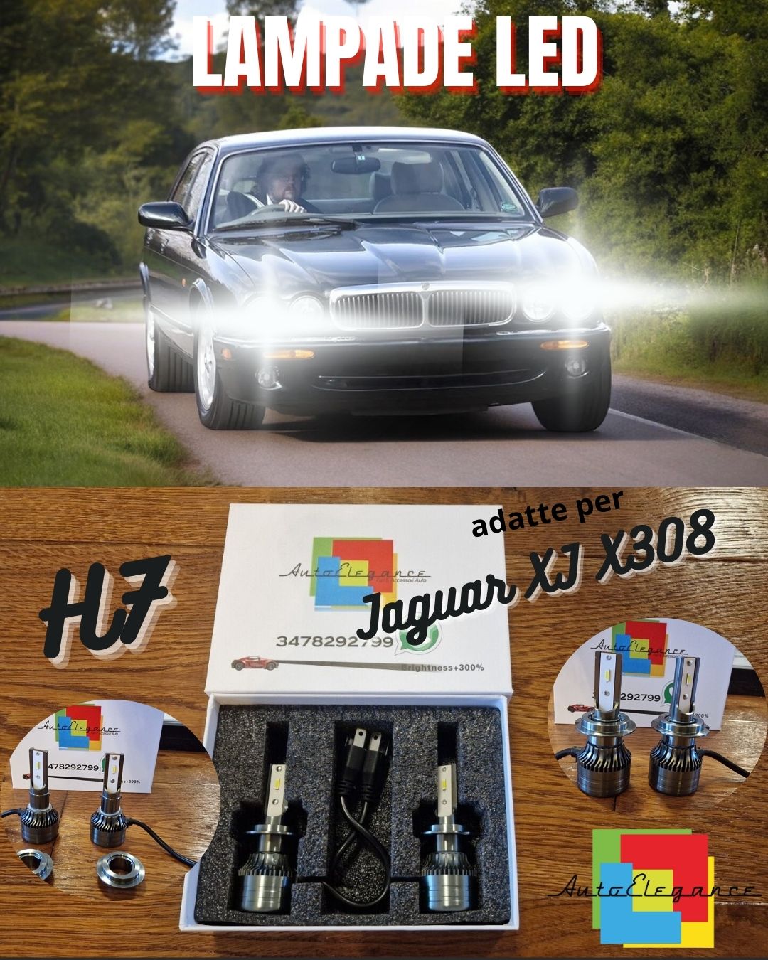 Kit Full LED H7 per Jaguar XJ X308 Luci ANABBAGLIANTI CANbus Bianco POTENTE