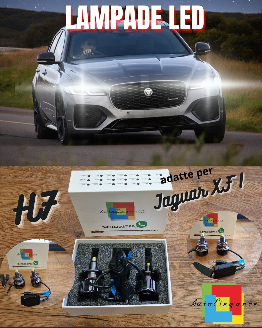 Kit LED H7 per Jaguar XF I Anabbaglianti Fari Lenticolari CANbus 6500K 12000LM