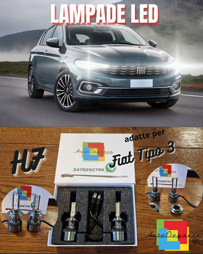 Kit LED H7 CANbus per Fiat Tipo 3 Luci ANABBAGLIANTI Bianco Ghiaccio 6500K 8000L