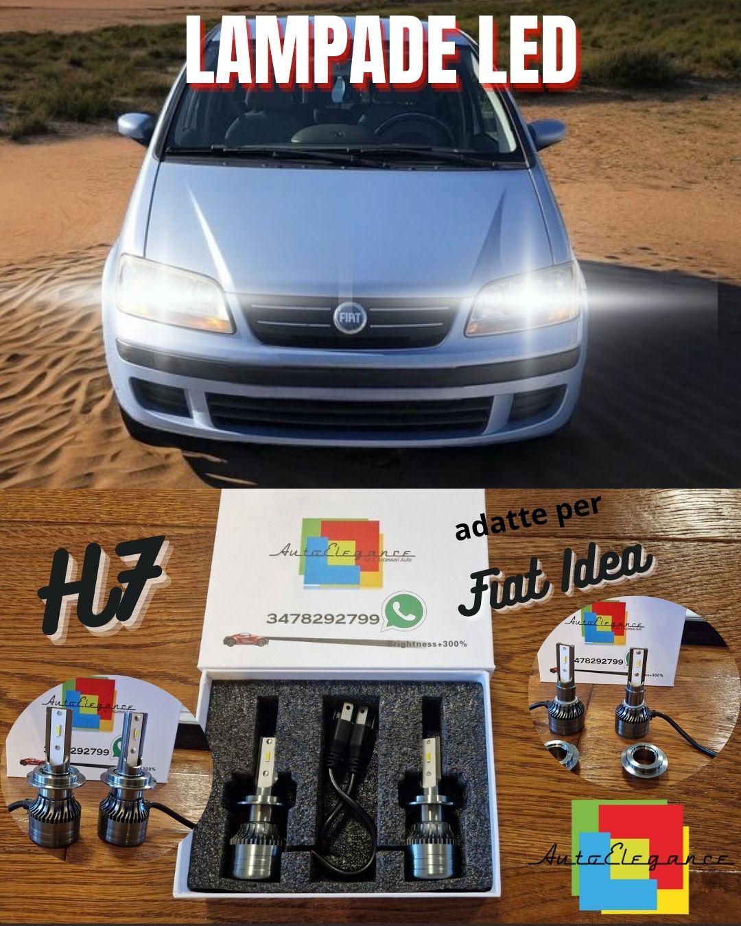 Kit Lampadine LED per Fiat Idea ANABBAGLIANTI H7 Luce Bianca CANbus 6500K 8000LM