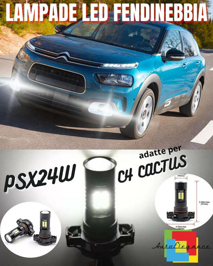 🌟LAMPADE FENDINEBBIA PSX24W LED CANBUS CITROEN C4 CACTUS BIANCO ULTRAMUNINOSI🌟