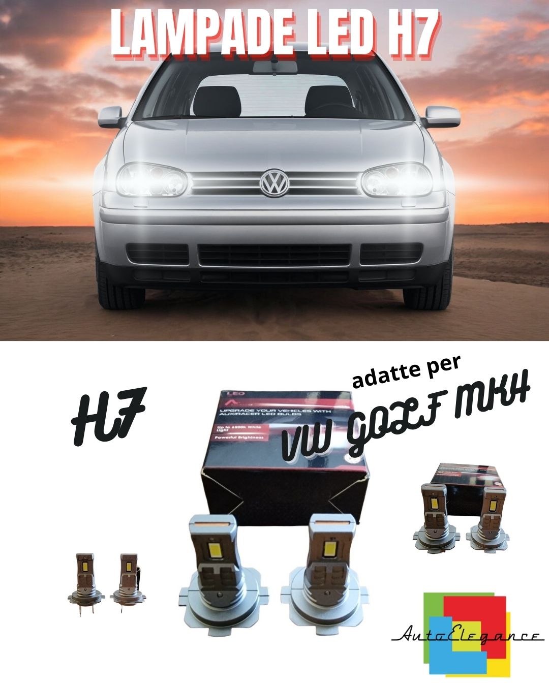 🔥KIT LED H7 PER VW GOLF MK4 IV 6000K BIANCO 6000 LUMEN CANBUS ANABBAGLIANTI🔥