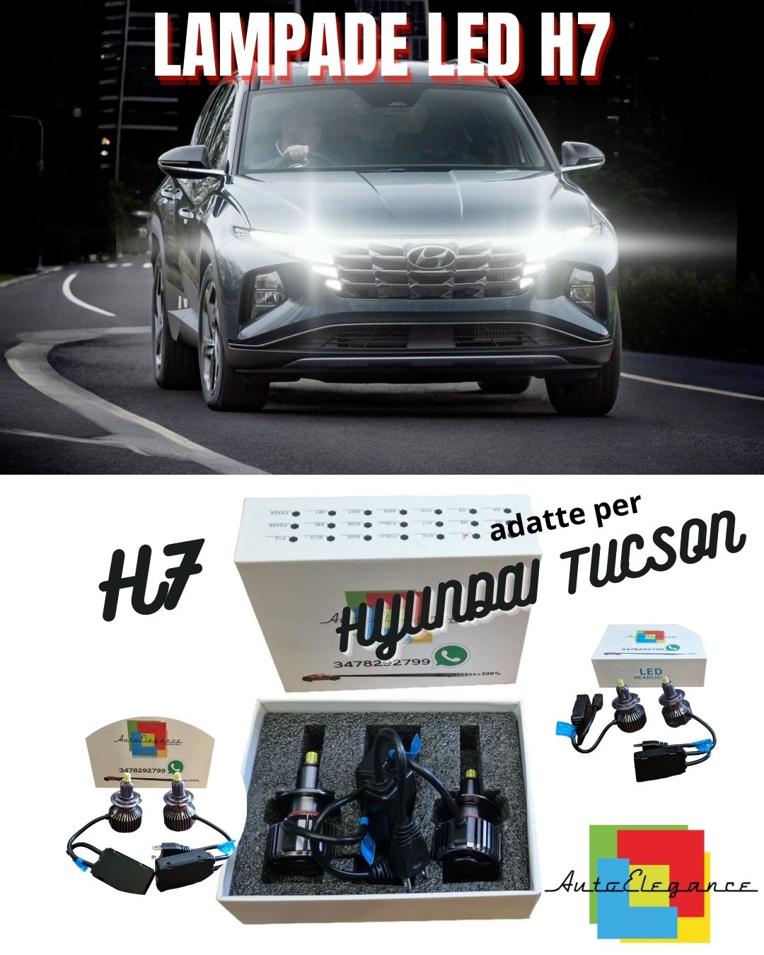 ⚡H7 CANBUS HYUNDAI TUCSON LED KIT WITH 9600 LUMEN 6000K LED + LAMP HOLDER⚡ 