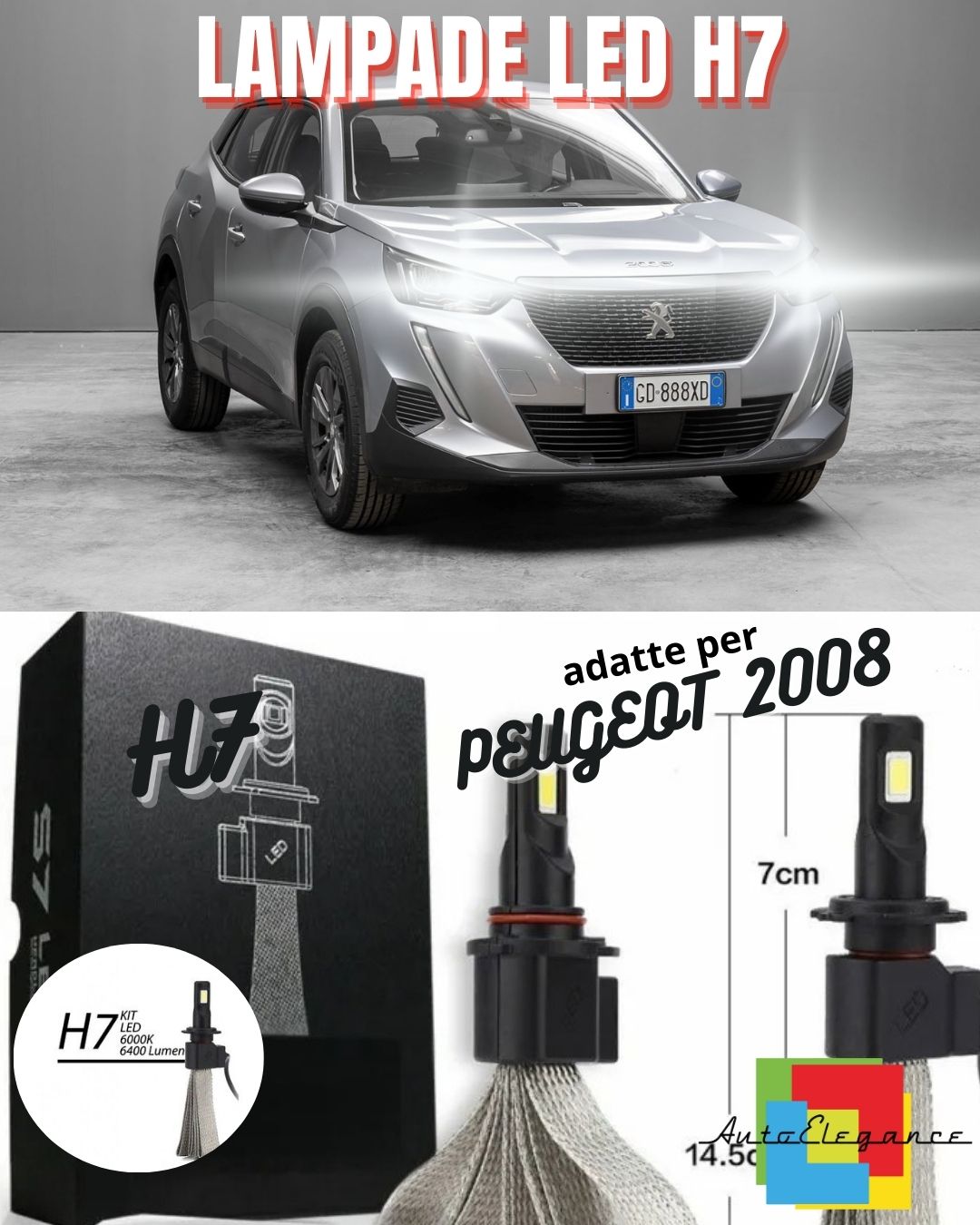 🤩KIT LED H7 PER PEUGEOT 2008 6500K CANBUS 8000 ABBAGLIANTI LUMEN LED LAMPADE🤩