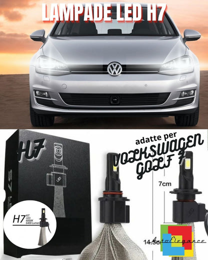 🌟KIT LAMPADE ANABBAGLIANTI LED VOLKSWAGEN GOLF 7 LED H7 6000K 6400 LUMEN🌟