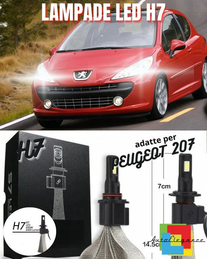 🤩KIT LED H7 6500K FULL CANBUS 8000 LUMEN LED LAMPADE PER PEUGEOT 207🤩