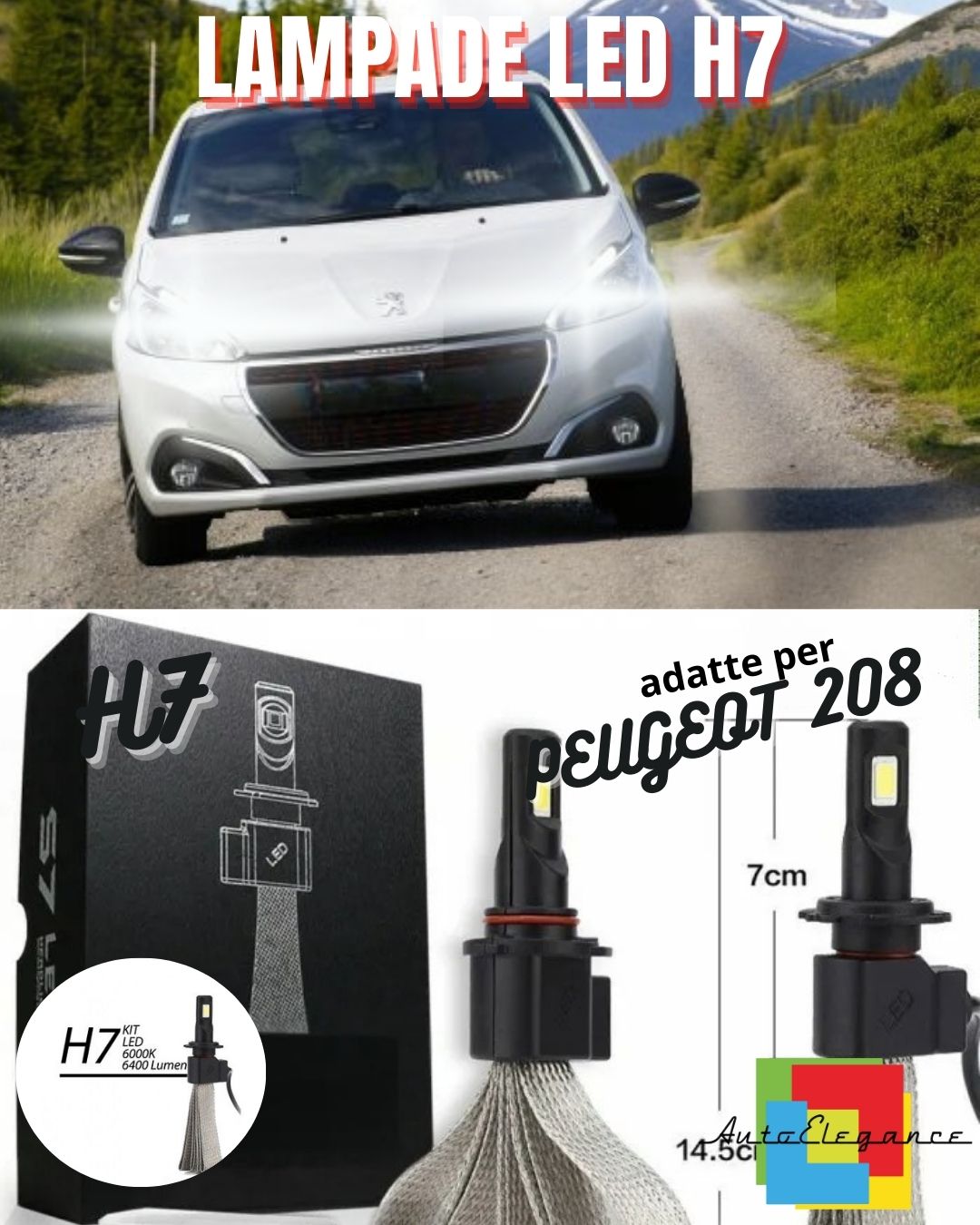 ⚡KIT LED H7 6500K FULL CANBUS 8000 LUMEN LED LAMPADE PER PEUGEOT 208⚡