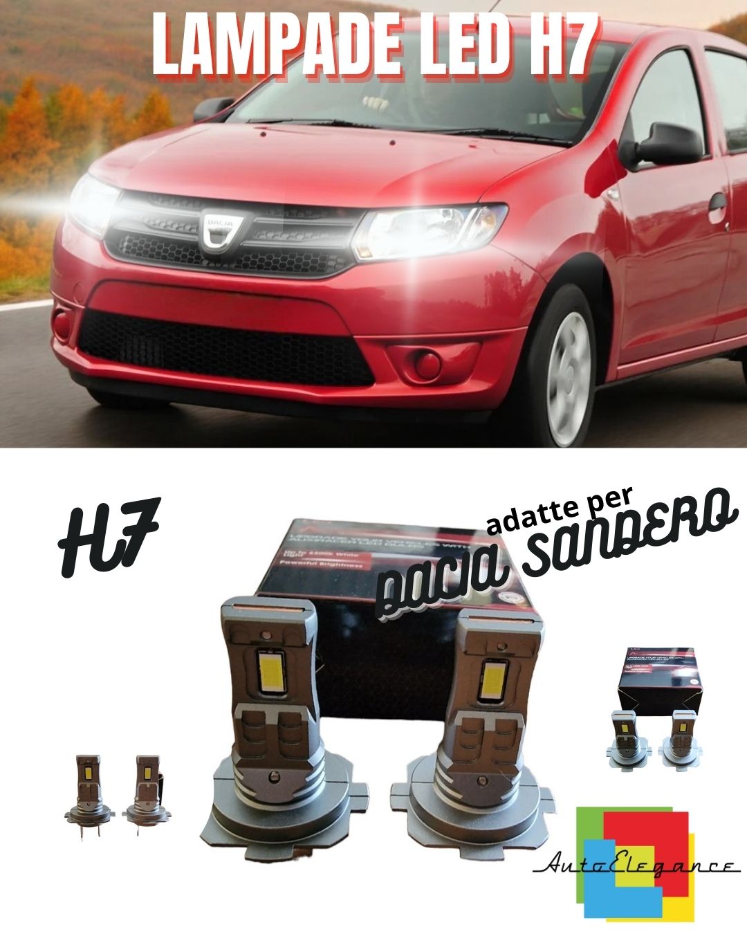 🤩H7 LED KIT DACIA SANDERO STEPWAY6000K WHITE 6000 LUMEN CANBUS LOW BEAM🤩