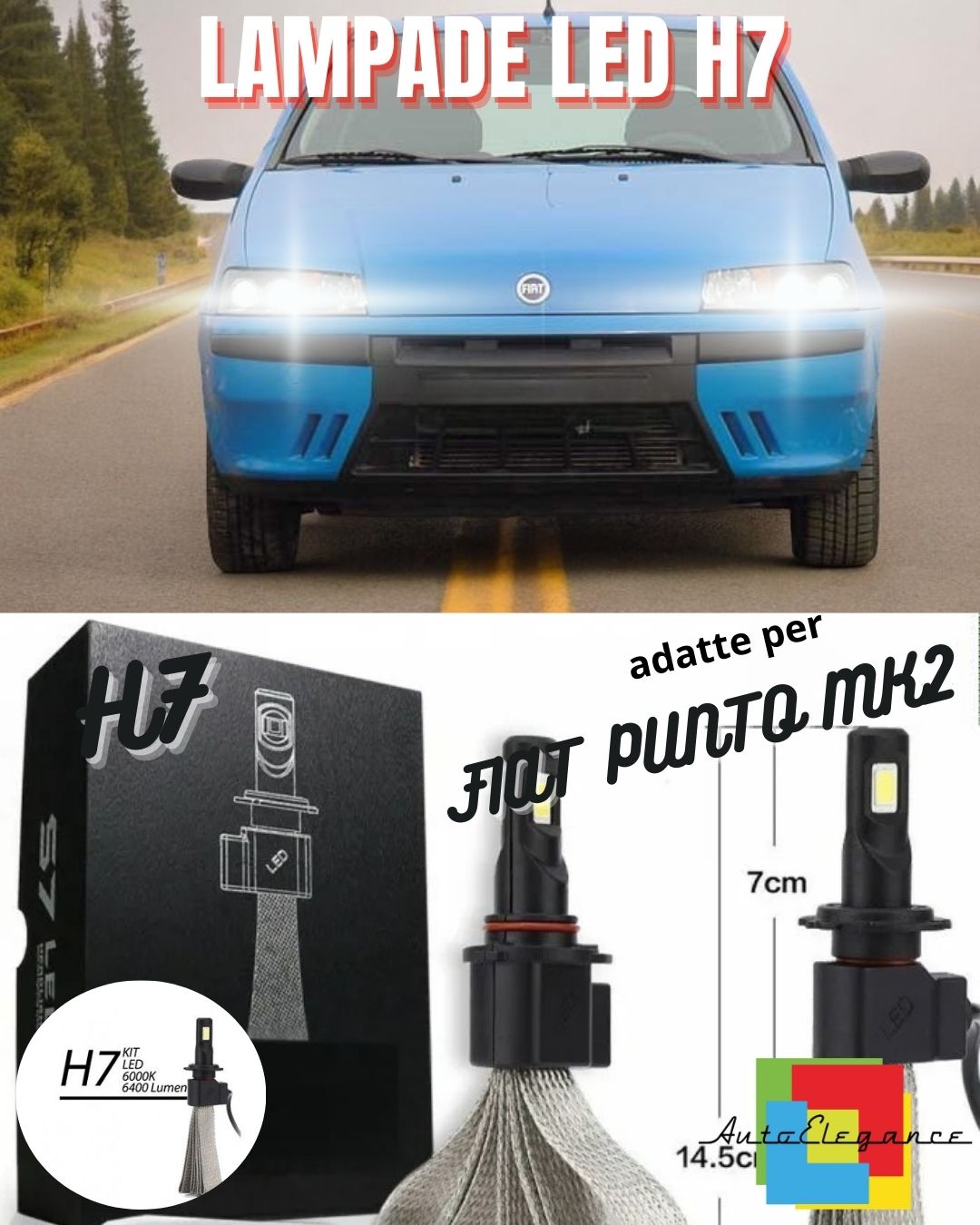 🔥FIAT PUNTO MK2 LED LOW BEAM BULB KIT LED H7 6000K XENON WHITE🔥