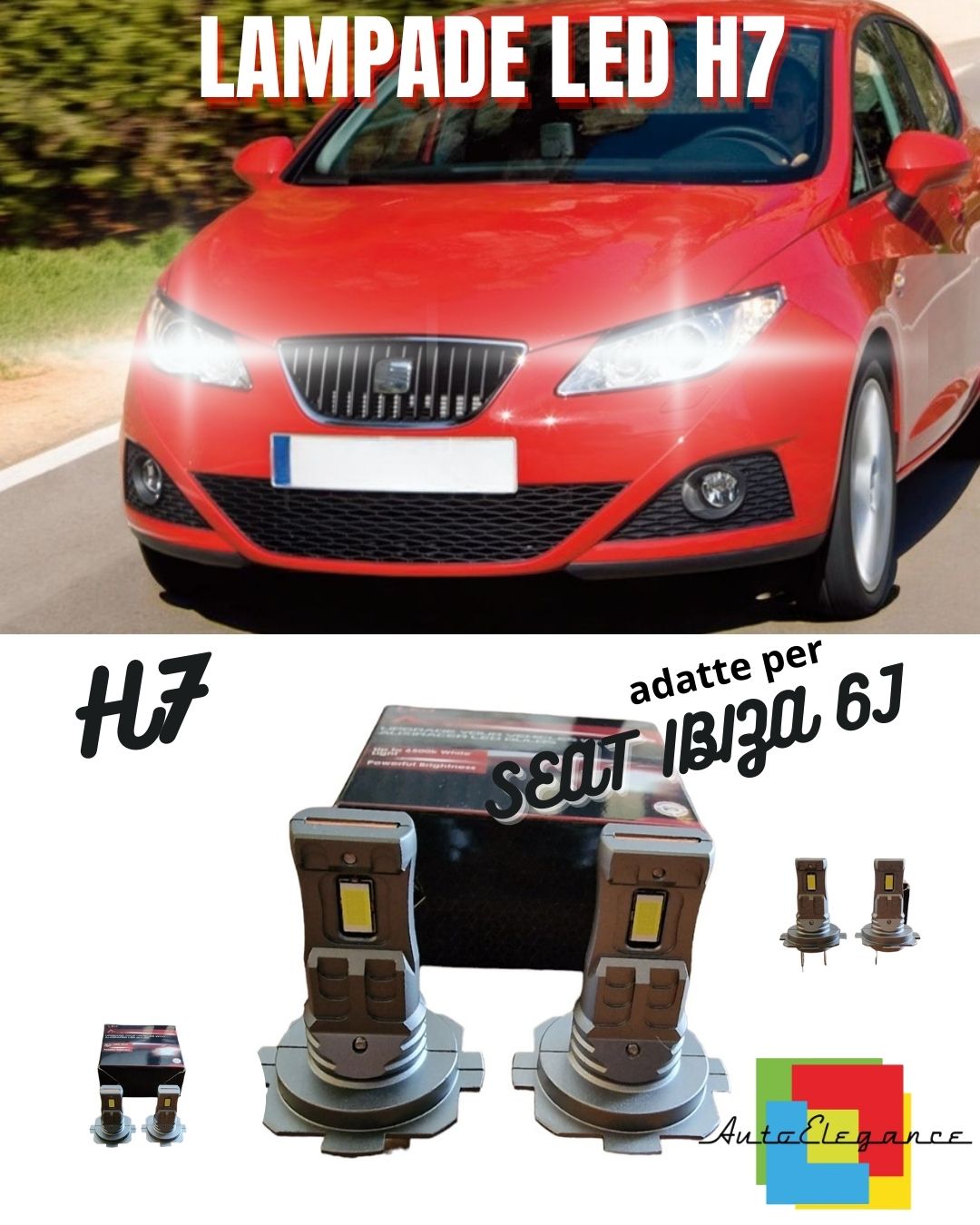 😍KIT LED H7 PER SEAT IBIZA 6J 6000K BIANCO 6000 LUMEN CANBUS ANABBAGLIANTI😍