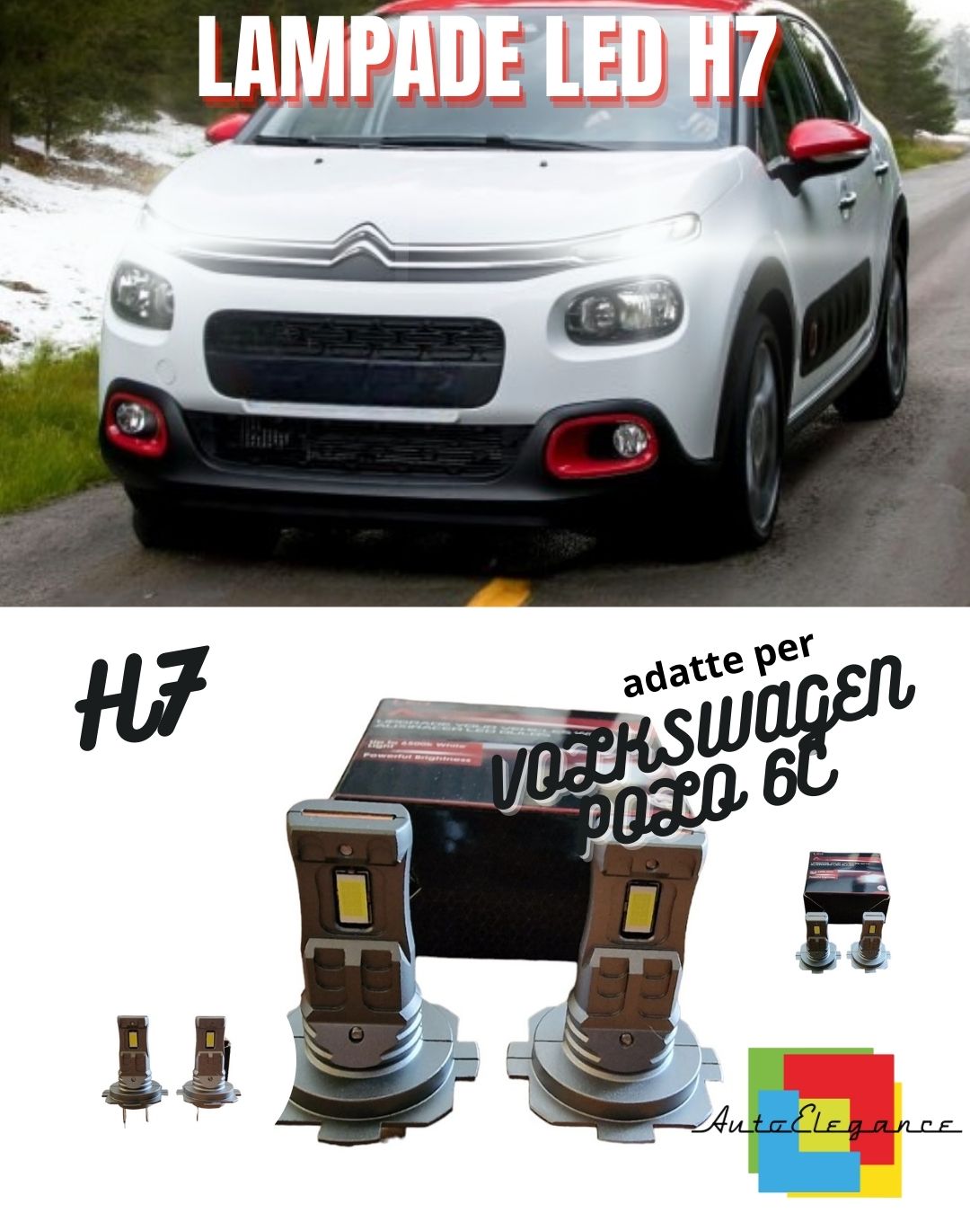🔥KIT LED H7 CITROEN C3 MK3 6000K WHITE 6000 LUMEN CANBUS LOW BEAM🔥